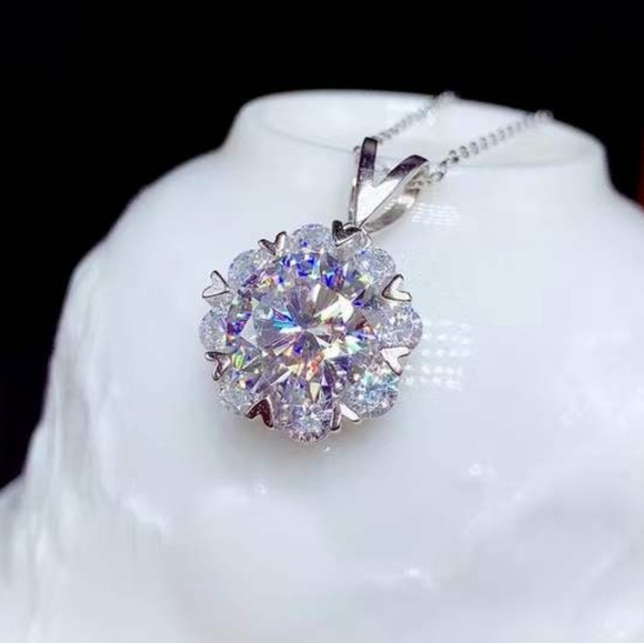 Sterling silver 5ct diamond necklace - Picture 2 of 11